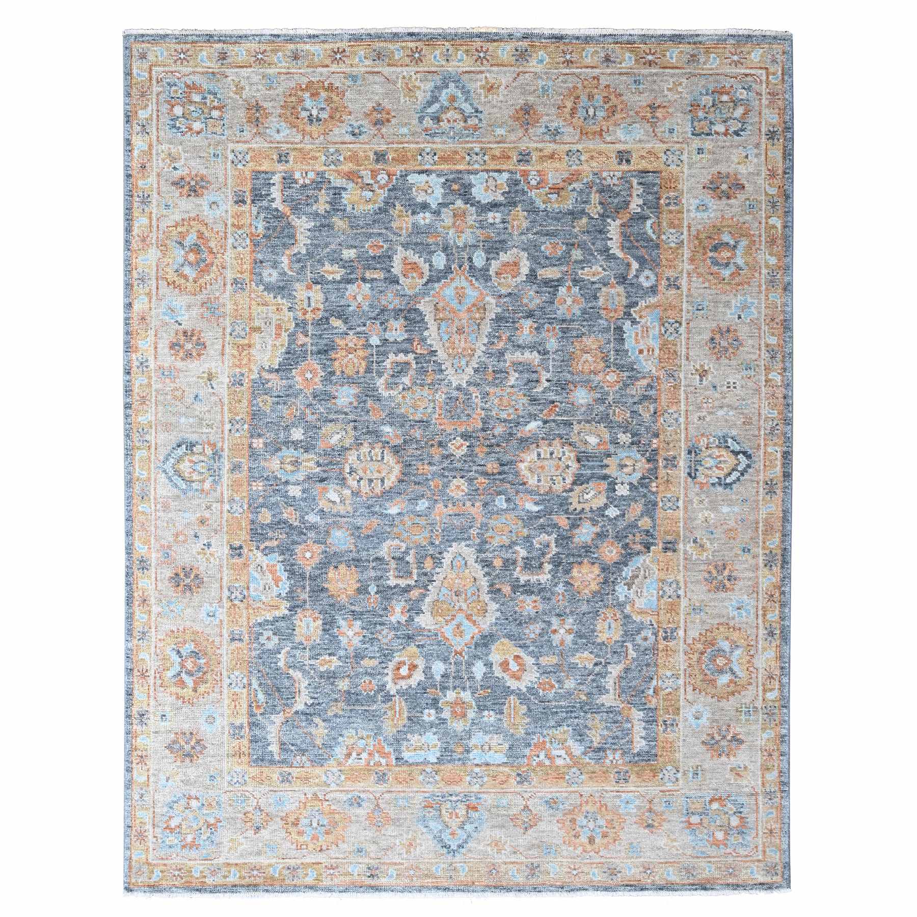 Lead Gray, Supple Collection, Oushak Design, Hand Knotted, Lush and Plush, Pure Wool, Soft Pile, Tone On Tone, Veggie Dyes, Oriental Rug